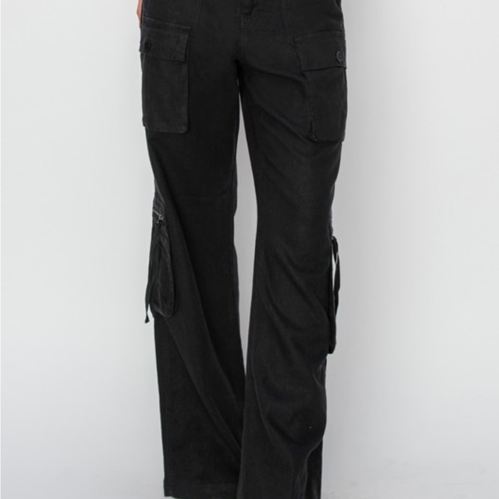 Risen Black Linen Cargo Pants